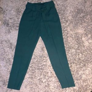Emerald Green High Waisted Sash Tie Trousers